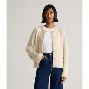 Mongolian Cashmere Structured Cardigan Ivory Size M